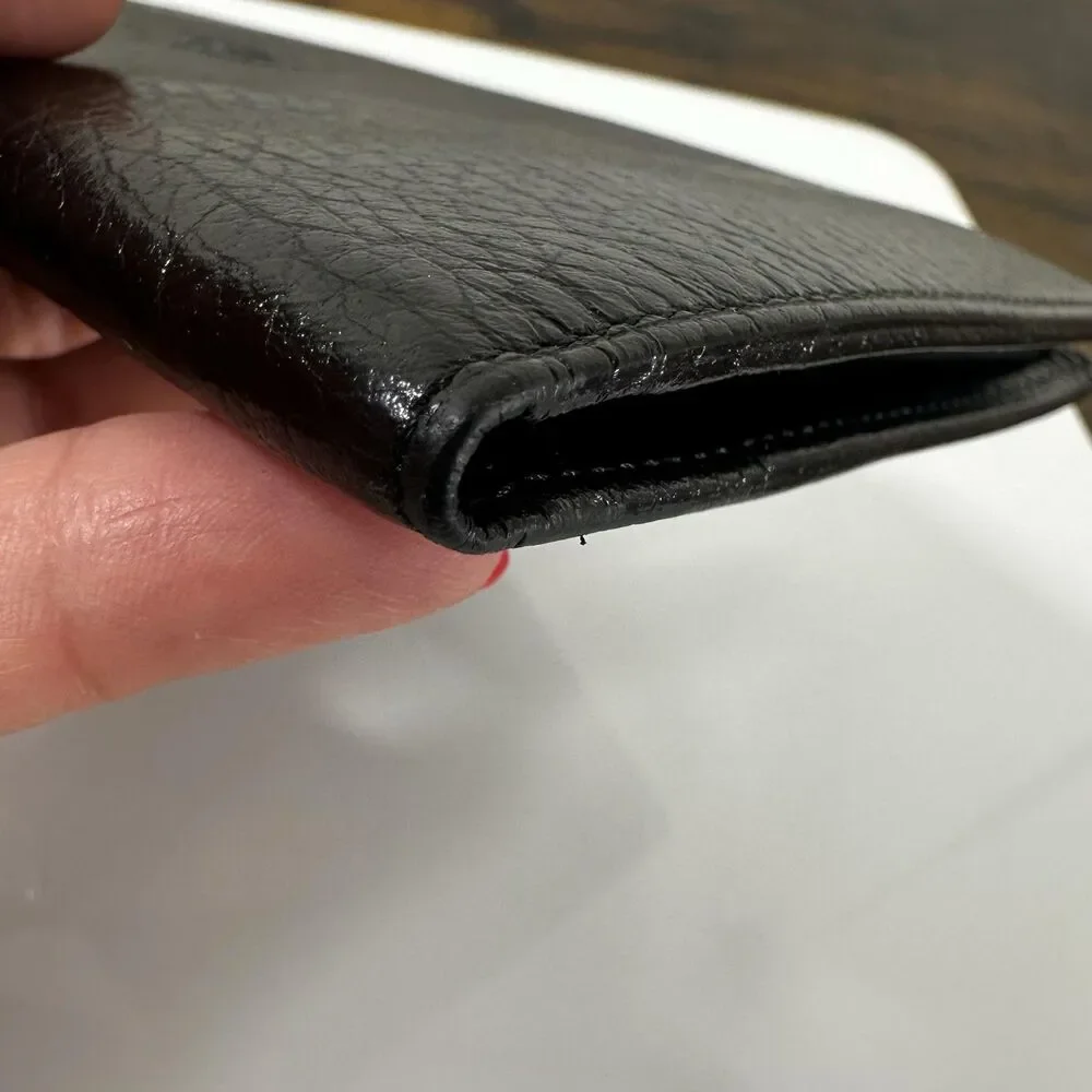 Gianni Versace Long Wallet Mens Vertical Black Leather Medusa Logo Bifold Italy